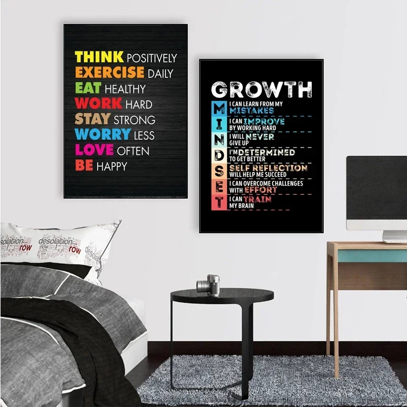 Home Office Room Inspiration - Motiverende succesquotes op canvas, een kunstwerk