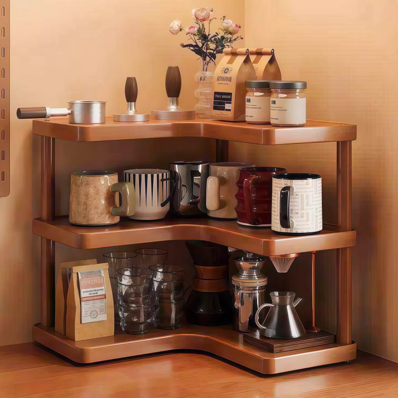 Home Office Work Table - Hoekige bureau bekerorganizer, multi-tier koffiemokhouder, displayplank,