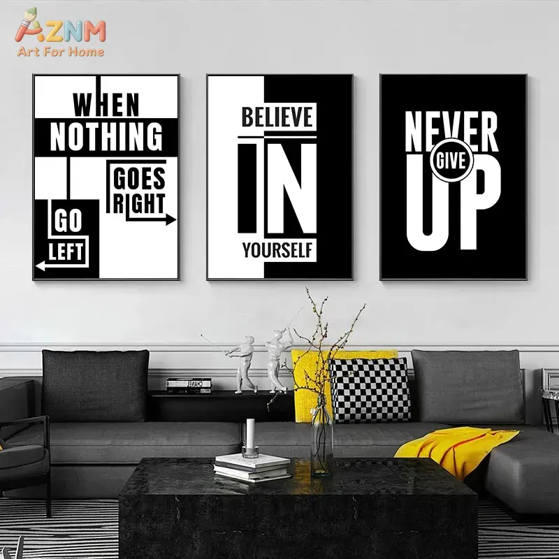AZNM Zwart-wit motiverend cita - Home Office Room Inspiration recensie en prijs